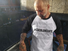 Load image into Gallery viewer, LSC Swag Model White/Black Decolonize 3/4 sleeve raglan shirt