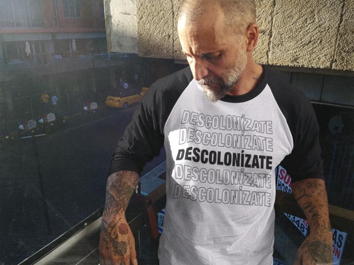 LSC Swag Model White/Black Decolonize 3/4 sleeve raglan shirt