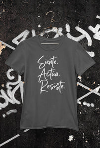LSC Swag Siente Actúa Resiste recycled t-shirt in Charcoal Heather