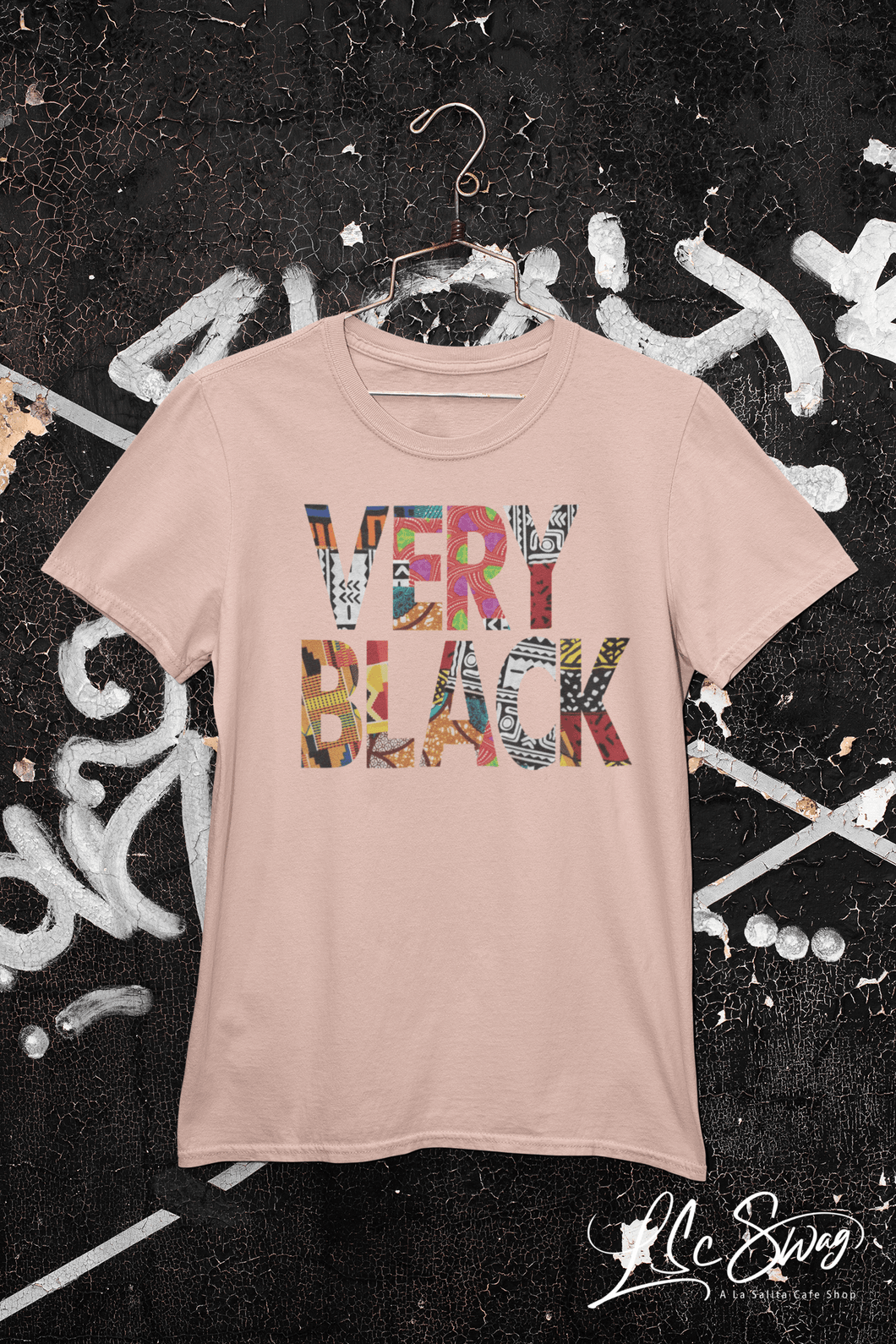 LSC Swag Very Black Eco-Friendly Unisex T-Shirt in Heather Prism Peach